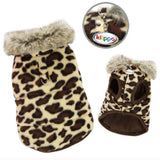 Padded Leopard Print Coat with Fur Collar