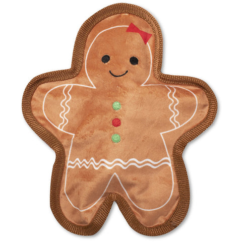 Fringe Studio Christmas Gingerbread Girl Durable Plush Stuffing Free Dog Toy