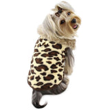 Padded Leopard Print Coat with Fur Collar