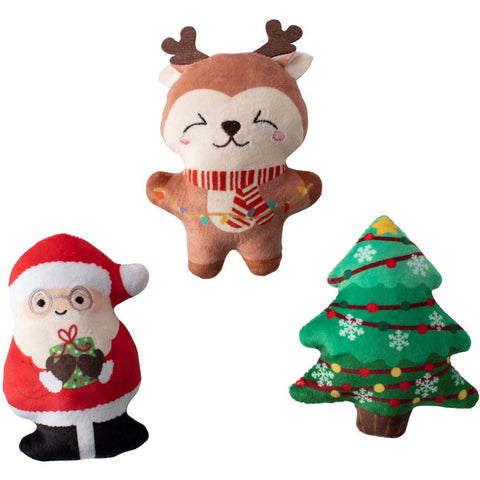 Fringe Studio Christmas Holiday Plush Dog Toy - Merry And Bright 3 Minis