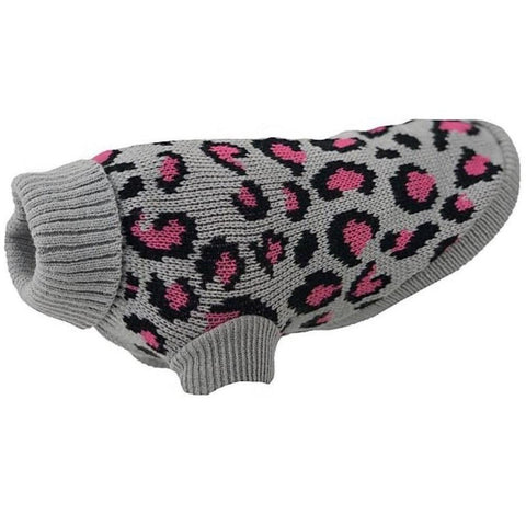Huskimo Leopard Knit Jumper - Pink - Furevables Pet Boutique