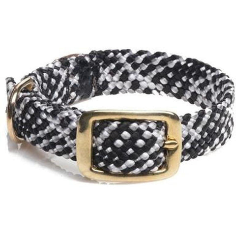 Mendota Double Braid Small Dog or Puppy Collars - Salt n Pepper Brass Hardware - Furevables Pet Boutique
