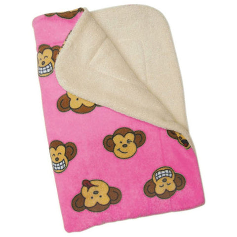 Silly Monkey Fleece Ultra-Plush Minky Blanket - Pink