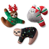 Fringe Studio Christmas Holiday Plush Dog Toy - 3 Wise Sloths Minis